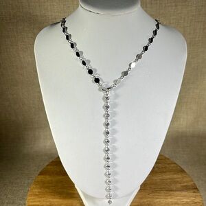 Diamonique x Lisa Freede Mini Disk Lariat Necklace Silver